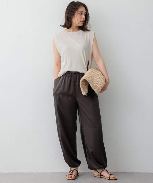 【セール】【SLOW/一部店舗限定】シアーツイストシングルジャージー ノースリーブ カットソー（Tシャツ/カットソー）｜23区（ニジュウサンク）