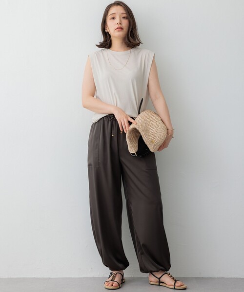 【セール】【SLOW/一部店舗限定】シアーツイストシングルジャージー ノースリーブ カットソー（Tシャツ/カットソー）｜23区（ニジュウサンク）