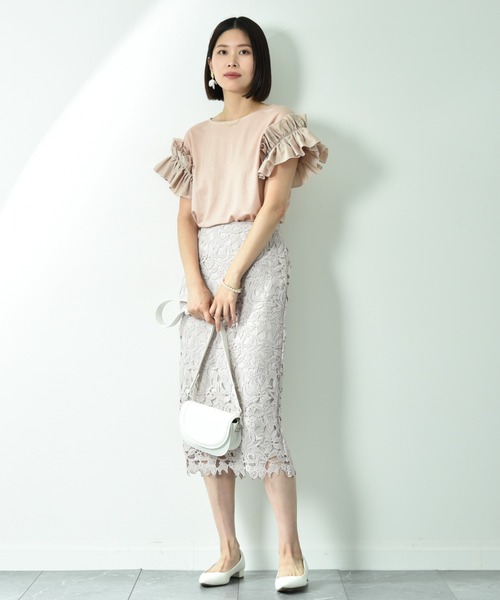 INTERPLANET（インタープラネット）の「【接触冷感】カノコ袖異素材切替ギャザープルオーバー（Tシャツ/カットソー・レディース・ブラック/ピンク/オフホワイト・FREE）」の10枚目の写真