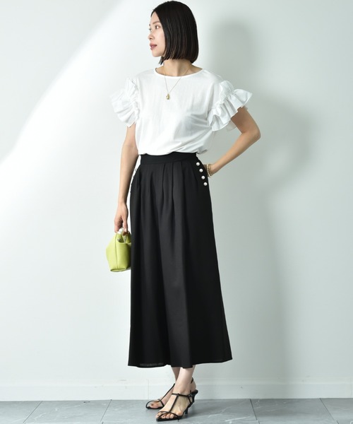 INTERPLANET（インタープラネット）の「【接触冷感】カノコ袖異素材切替ギャザープルオーバー（Tシャツ/カットソー・レディース・ブラック/ピンク/オフホワイト・FREE）」の21枚目の写真