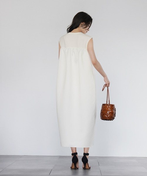 ELFRANKのドットプリントロングコクーンワンピース【洗える】 ELFRANK ワンピース ドットプリントロングコクーンワンピース