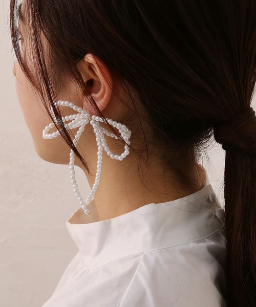 国内配送★TOCCA★リボン パール イヤリング 大人可愛い◎ PROMISE PEARL RIBBON EARRINGS イヤリング （ピアス
