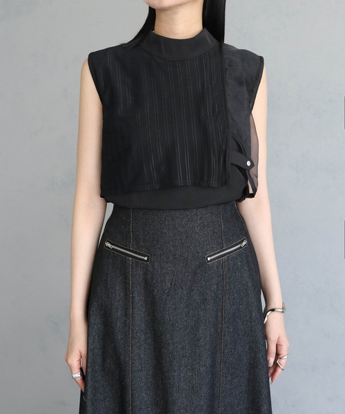 &g'aime(アンジェム)の「【&g’aime】シアーストライプノースリブラウス(シャツ/ブラウス・レディース・ブラック/ホワイト・FREE)」の14枚目の写真