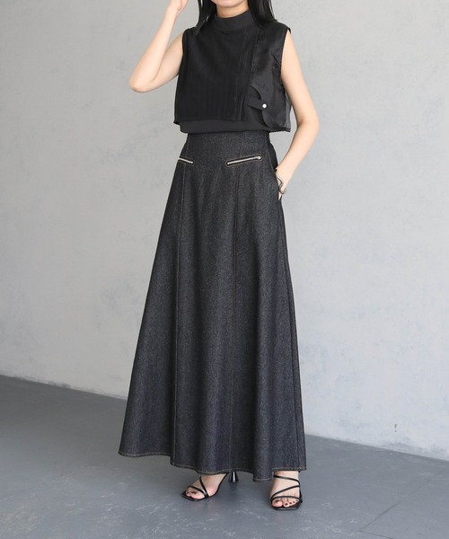 &g'aime(アンジェム)の「【&g’aime】シアーストライプノースリブラウス(シャツ/ブラウス・レディース・ブラック/ホワイト・FREE)」の9枚目の写真