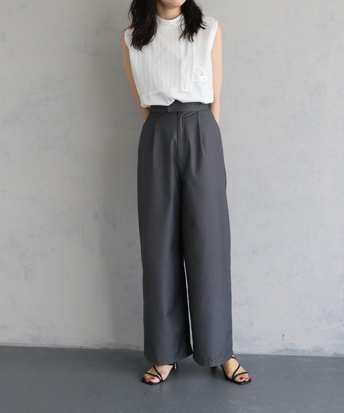 &g'aime アンジェム　シアーサイドラインTOPS　980-67101 &g'aime】シアー切替フレンチトップス（Tシャツ/カットソー
