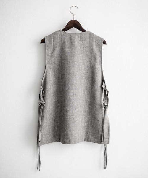 Audience(オーディエンス)の「Upscape Audience アップスケープオーディエンス 日本製 国産 Naturemier ナチュレミア TECH リネンライク メランジクロス キーネックサイドオープンベスト AUD7265(ベスト・メンズ・ブラック/グレー/モカ・L/M)」の17枚目の写真