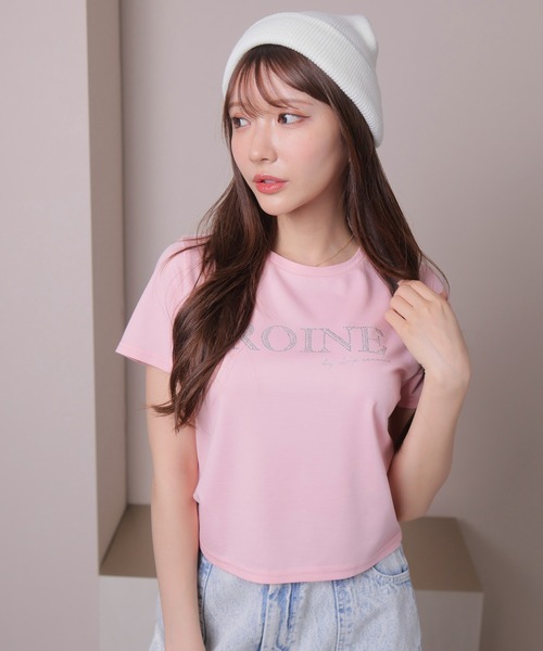 LIPSERVICE(リップサービス)の「ROINEスタッズTシャツ(Tシャツ/カットソー・レディース・ピンク/ホワイト/ブラック・FREE)」の1枚目の写真