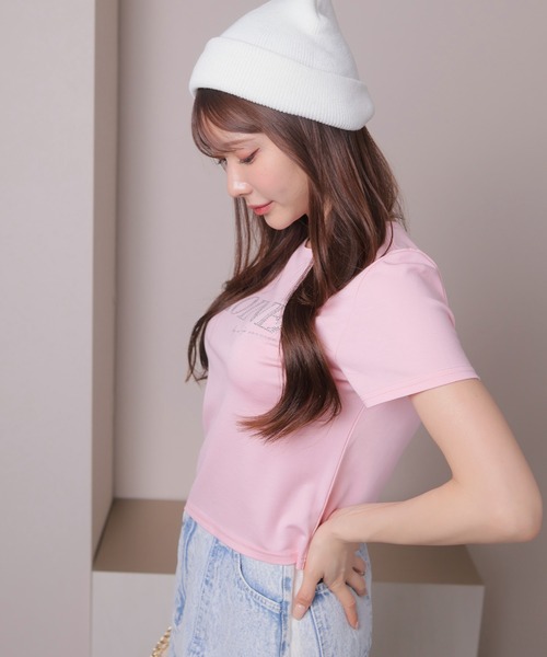 LIPSERVICE(リップサービス)の「ROINEスタッズTシャツ(Tシャツ/カットソー・レディース・ピンク/ホワイト/ブラック・FREE)」の12枚目の写真