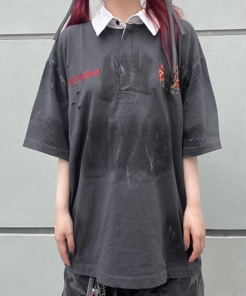 【入手困難品】CLUBHAUS × TRUEコラボ半袖ポロシャツM TakuMiyamoto meets CLUBHAUS Polo Shirts - Black