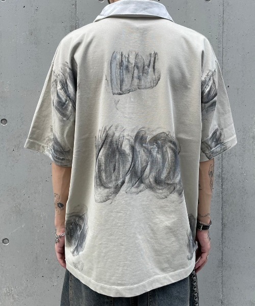 XU（エックスユー）の「ストリートファッション XU エックスユー damage polo t-shirts ダメージ ウォッシングポロシャツ 半袖ポロシャツ カレッジポロシャツ 刺しゅうロゴトップス 半袖トップス オーバーサイズ 韓国ファッション 韓国ストリート（ポロシャツ・メンズ・ブラック/ネイビー/ベージュ・ONE SIZE）」の17枚目の写真