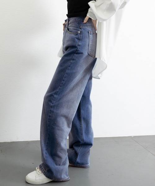 Miniministore(ミニミニストア)の「デニムワイドパンツ サイドダメージ韓国風(デニムパンツ・レディース・インディゴブルー・M/XL/S/L)」の15枚目の写真