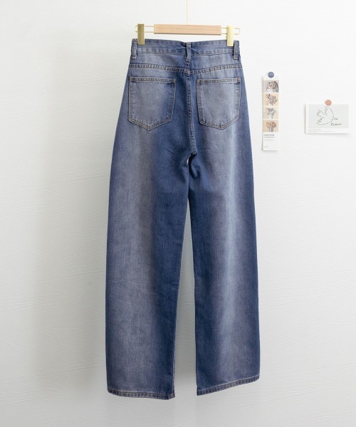 Miniministore(ミニミニストア)の「デニムワイドパンツ サイドダメージ韓国風(デニムパンツ・レディース・インディゴブルー・M/XL/S/L)」の12枚目の写真