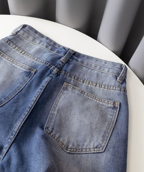 Miniministore(ミニミニストア)の「デニムワイドパンツ サイドダメージ韓国風(デニムパンツ・レディース・インディゴブルー・M/XL/S/L)」の9枚目の写真