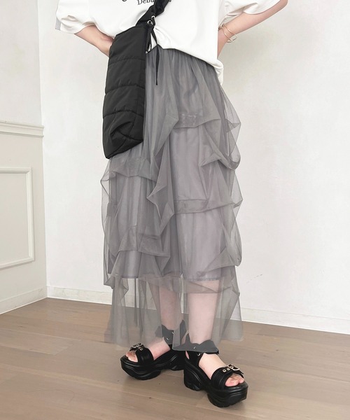apres jour（アプレジュール）の「デザインチュールスカート【ZOZOTOWN限定アイテム】（スカート・レディース・グレー/アイボリー/ブラック・SMALL/MEDIUM/X-LARGE）」の17枚目の写真