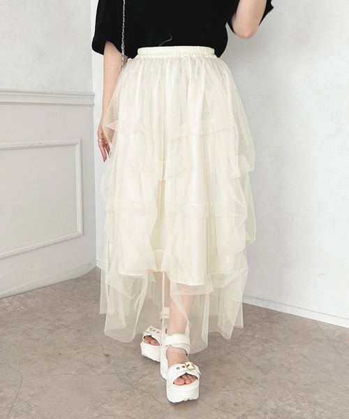 apres jour（アプレジュール）の「デザインチュールスカート【ZOZOTOWN限定アイテム】（スカート・レディース・グレー/アイボリー/ブラック・SMALL/MEDIUM/X-LARGE）」の9枚目の写真