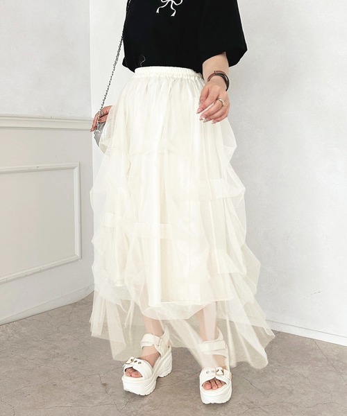 apres jour（アプレジュール）の「デザインチュールスカート【ZOZOTOWN限定アイテム】（スカート・レディース・グレー/アイボリー/ブラック・SMALL/MEDIUM/X-LARGE）」の6枚目の写真