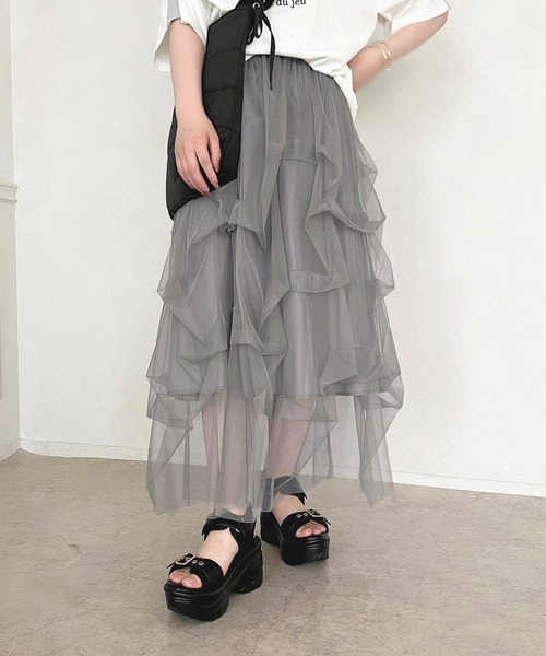 apres jour（アプレジュール）の「デザインチュールスカート【ZOZOTOWN限定アイテム】（スカート・レディース・グレー/アイボリー/ブラック・SMALL/MEDIUM/X-LARGE）」の14枚目の写真