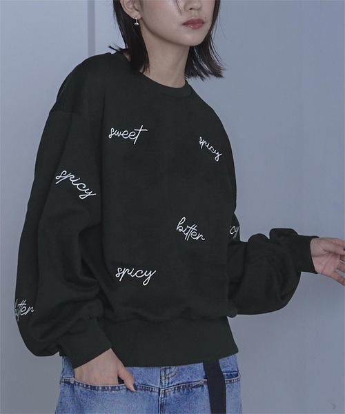 ランダム刺繍スウェット（スウェット）｜miette（ミエット）の