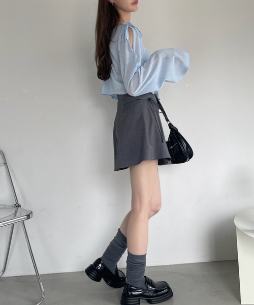 Ada.（エイダ）の「リボン デザイン プリーツ (インナーパンツ付き)（スカート・レディース・ブラック/グレー/ブラウン/ベージュ/ネイビー・M/MT/S）」の17枚目の写真