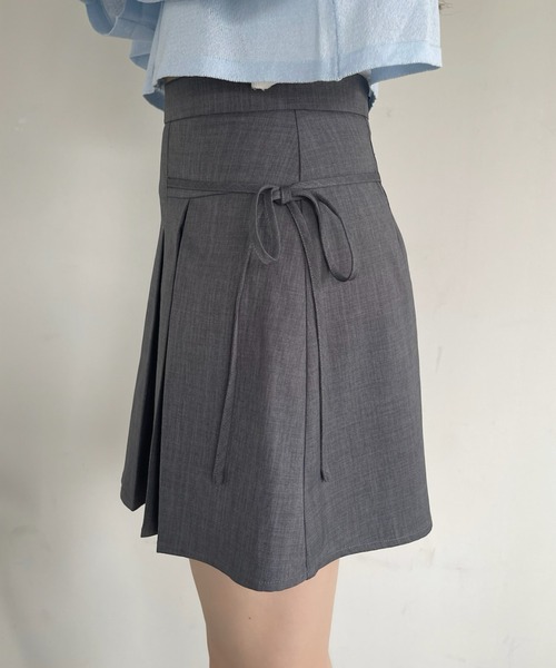 Ada.（エイダ）の「リボン デザイン プリーツ (インナーパンツ付き)（スカート・レディース・ブラック/グレー/ブラウン/ベージュ/ネイビー・M/MT/S）」の14枚目の写真