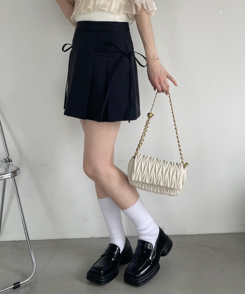 Ada.（エイダ）の「リボン デザイン プリーツ (インナーパンツ付き)（スカート・レディース・ブラック/グレー/ブラウン/ベージュ/ネイビー・M/MT/S）」の11枚目の写真