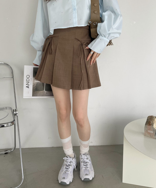 Ada.（エイダ）の「リボン デザイン プリーツ (インナーパンツ付き)（スカート・レディース・ブラック/グレー/ブラウン/ベージュ/ネイビー・M/MT/S）」の21枚目の写真