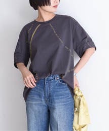 ウェーブロゴプリントタックスリーブTシャツ