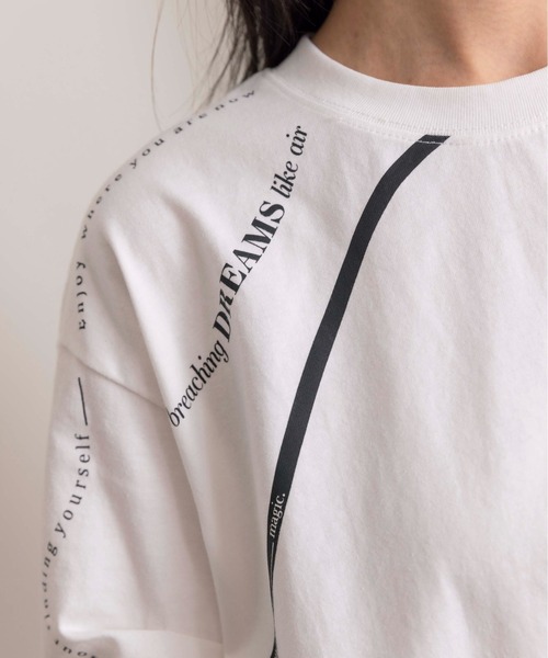 Eimee Law（エイミーロウ）の「ウェーブロゴプリントタックスリーブTシャツ（Tシャツ/カットソー・レディース・ブラック/オフホワイト/スミクロ・38）」の8枚目の写真
