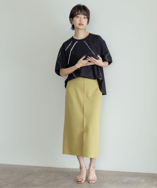 Eimee Law（エイミーロウ）の「ウェーブロゴプリントタックスリーブTシャツ（Tシャツ/カットソー・レディース・ブラック/オフホワイト/スミクロ・38）」の22枚目の写真