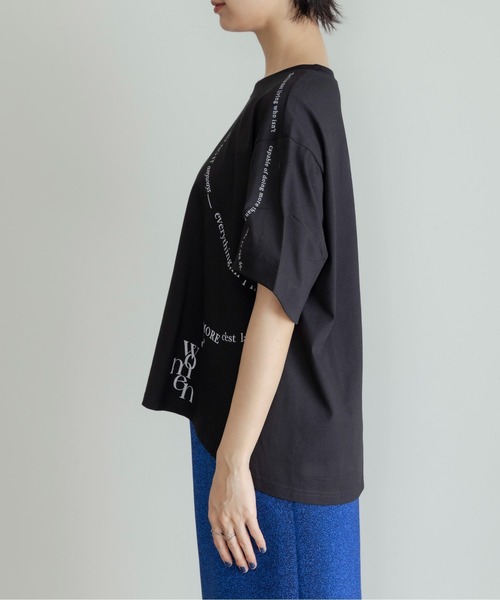 Eimee Law（エイミーロウ）の「ウェーブロゴプリントタックスリーブTシャツ（Tシャツ/カットソー・レディース・ブラック/オフホワイト/スミクロ・38）」の20枚目の写真