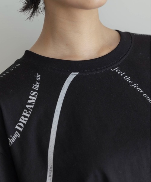Eimee Law（エイミーロウ）の「ウェーブロゴプリントタックスリーブTシャツ（Tシャツ/カットソー・レディース・ブラック/オフホワイト/スミクロ・38）」の18枚目の写真