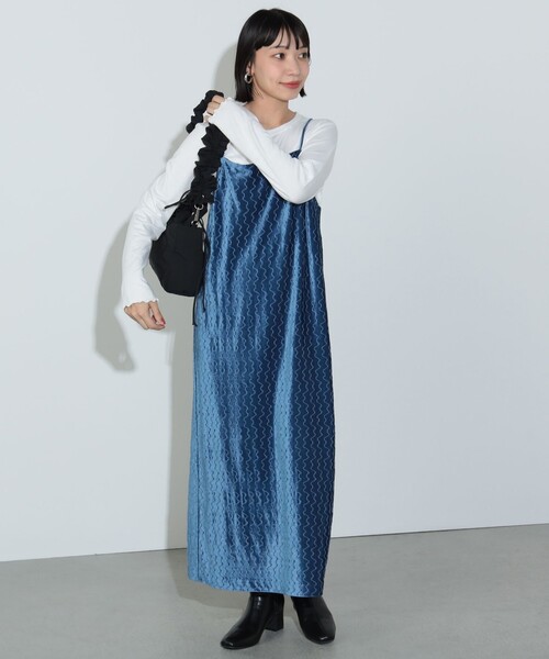 BEAMS HEART(ビームスハート)の「【2点セット】ベロアワンピース × ロングスリーブTシャツ(ワンピース・レディース・ブルー/ブラック・FREE)」の16枚目の写真