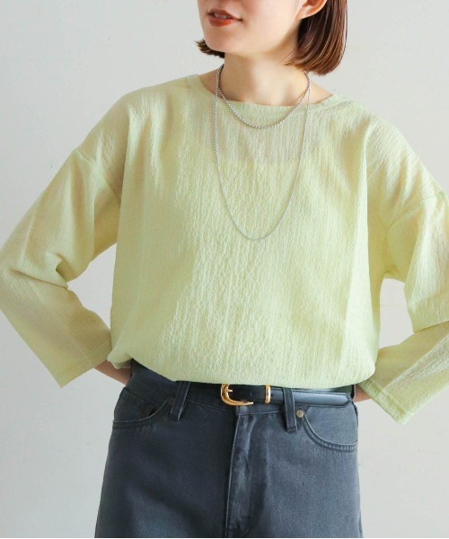 NOMBRE IMPAIR(ノンブルアンペール)の「ドビーストレッチシアー ラウンドネックP/O(Tシャツ/カットソー・レディース・ライトグレー/イエロー/アイボリー・FREE)」の3枚目の写真