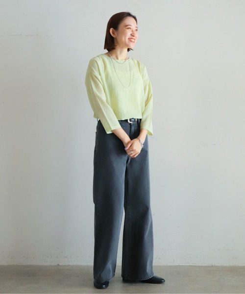 NOMBRE IMPAIR(ノンブルアンペール)の「ドビーストレッチシアー ラウンドネックP/O(Tシャツ/カットソー・レディース・ライトグレー/イエロー/アイボリー・FREE)」の12枚目の写真