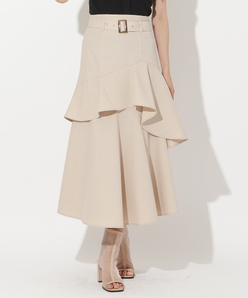 AND COUTURE（アンドクチュール）の「アシメフリルティアードスカート（スカート・レディース・オレンジ/サックスブルー/ブラック/ベージュ・SMALL/MEDIUM）」の11枚目の写真