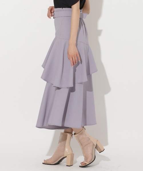 AND COUTURE（アンドクチュール）の「アシメフリルティアードスカート（スカート・レディース・オレンジ/サックスブルー/ブラック/ベージュ・SMALL/MEDIUM）」の21枚目の写真