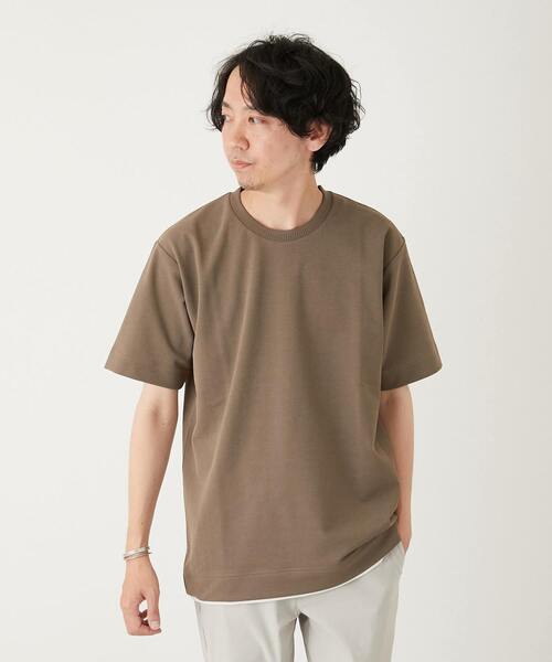 MEN'S MELROSE(メンズメルローズ)の「PARFECTEX強撚カノコフェイクレイヤードTシャツ(Tシャツ/カットソー・メンズ・ネイビー/チャコールグレー/ベージュ・4/2/3)」の3枚目の写真