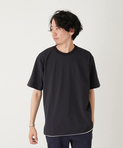 MEN'S MELROSE(メンズメルローズ)の「PARFECTEX強撚カノコフェイクレイヤードTシャツ(Tシャツ/カットソー・メンズ・ネイビー/チャコールグレー/ベージュ・4/2/3)」の1枚目の写真