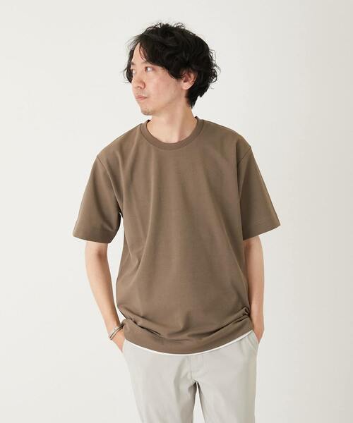 MEN'S MELROSE(メンズメルローズ)の「PARFECTEX強撚カノコフェイクレイヤードTシャツ(Tシャツ/カットソー・メンズ・ネイビー/チャコールグレー/ベージュ・4/2/3)」の4枚目の写真