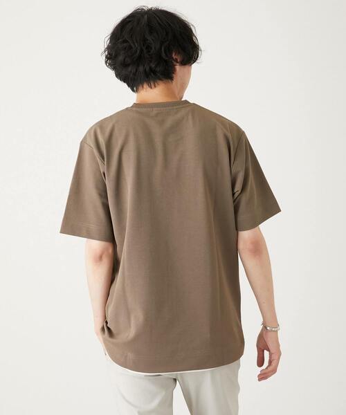 MEN'S MELROSE(メンズメルローズ)の「PARFECTEX強撚カノコフェイクレイヤードTシャツ(Tシャツ/カットソー・メンズ・ネイビー/チャコールグレー/ベージュ・4/2/3)」の6枚目の写真