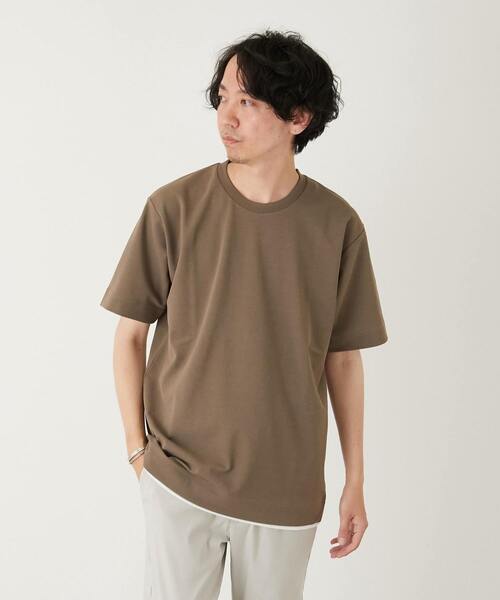 MEN'S MELROSE(メンズメルローズ)の「PARFECTEX強撚カノコフェイクレイヤードTシャツ(Tシャツ/カットソー・メンズ・ネイビー/チャコールグレー/ベージュ・4/2/3)」の16枚目の写真