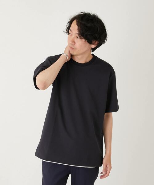 MEN'S MELROSE(メンズメルローズ)の「PARFECTEX強撚カノコフェイクレイヤードTシャツ(Tシャツ/カットソー・メンズ・ネイビー/チャコールグレー/ベージュ・4/2/3)」の21枚目の写真