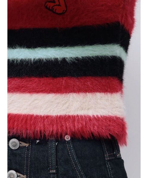 jouetie（ジュエティ）の「【セサミストリート】マルチボーダーアームウォーマーフェザータッチニット（ニット/セーター・レディース・ピンク/レッド/ブルー・MEDIUM）」の9枚目の写真