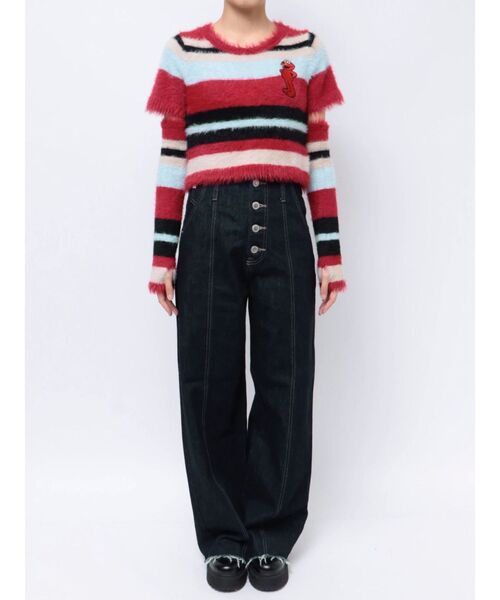 jouetie（ジュエティ）の「【セサミストリート】マルチボーダーアームウォーマーフェザータッチニット（ニット/セーター・レディース・ピンク/レッド/ブルー・MEDIUM）」の12枚目の写真