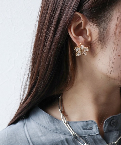 Cepica（セピカ）の「ビーズフラワーピアス（ピアス（両耳用）・レディース・シルバー/ゴールド・FREE）」の10枚目の写真