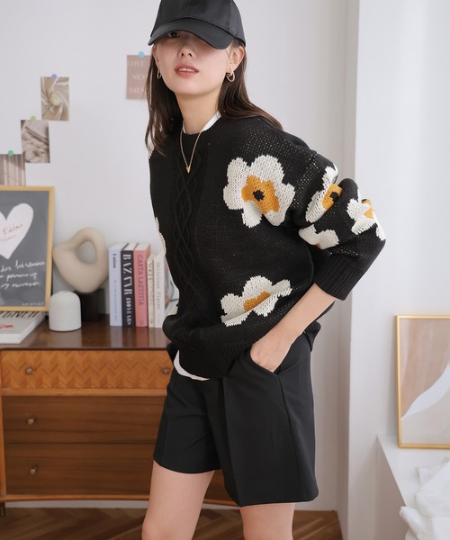 セール】花柄ケーブルニット（ニット/セーター）｜LAFFMO（ラフモ）の
