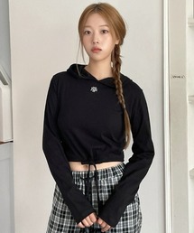 A'GEM/9 × .kom 『muah muah/ムーアムーア』 LOGO STITCH STRING HOOD LONG SLEEVE/ロゴステッチストリングフードパーカー