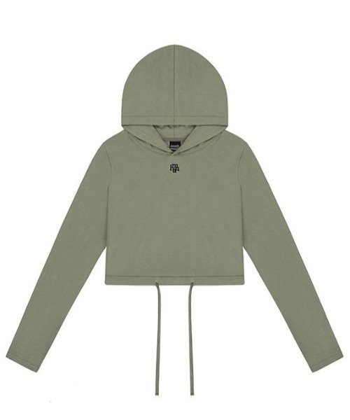muahmuah（ムーアムーア）の「A'GEM/9 × .kom 『muah muah/ムーアムーア』 LOGO STITCH STRING HOOD LONG SLEEVE/ロゴステッチストリングフードパーカー（パーカー・レディース・カーキ/ブラック/グレー/アイボリー・FREE）」の14枚目の写真