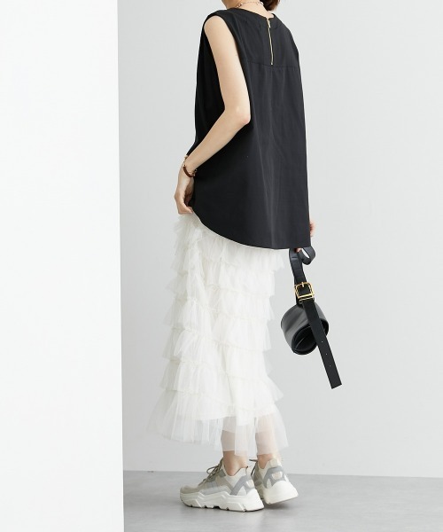 nissen（ニッセン）の「フリルティアードチュールスカート（スカート・レディース・ブラック/ライトグレー/アイボリー・LL/M/L）」の8枚目の写真