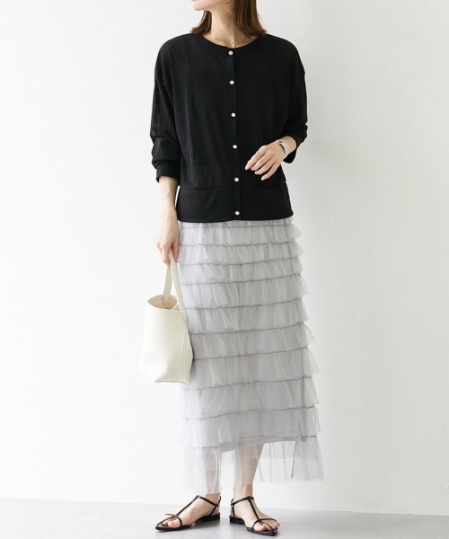 nissen（ニッセン）の「フリルティアードチュールスカート（スカート・レディース・ブラック/ライトグレー/アイボリー・LL/M/L）」の13枚目の写真